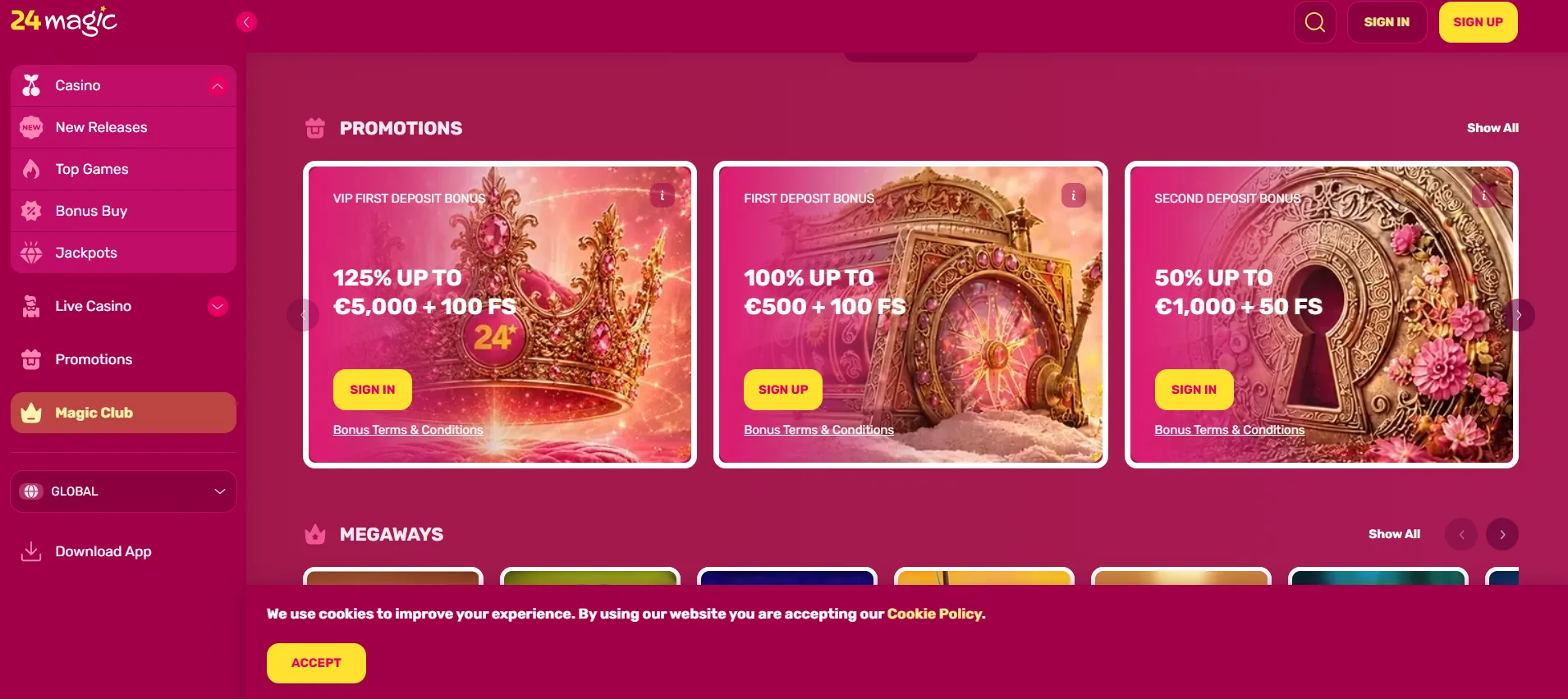 24Magic Casino Bonus
